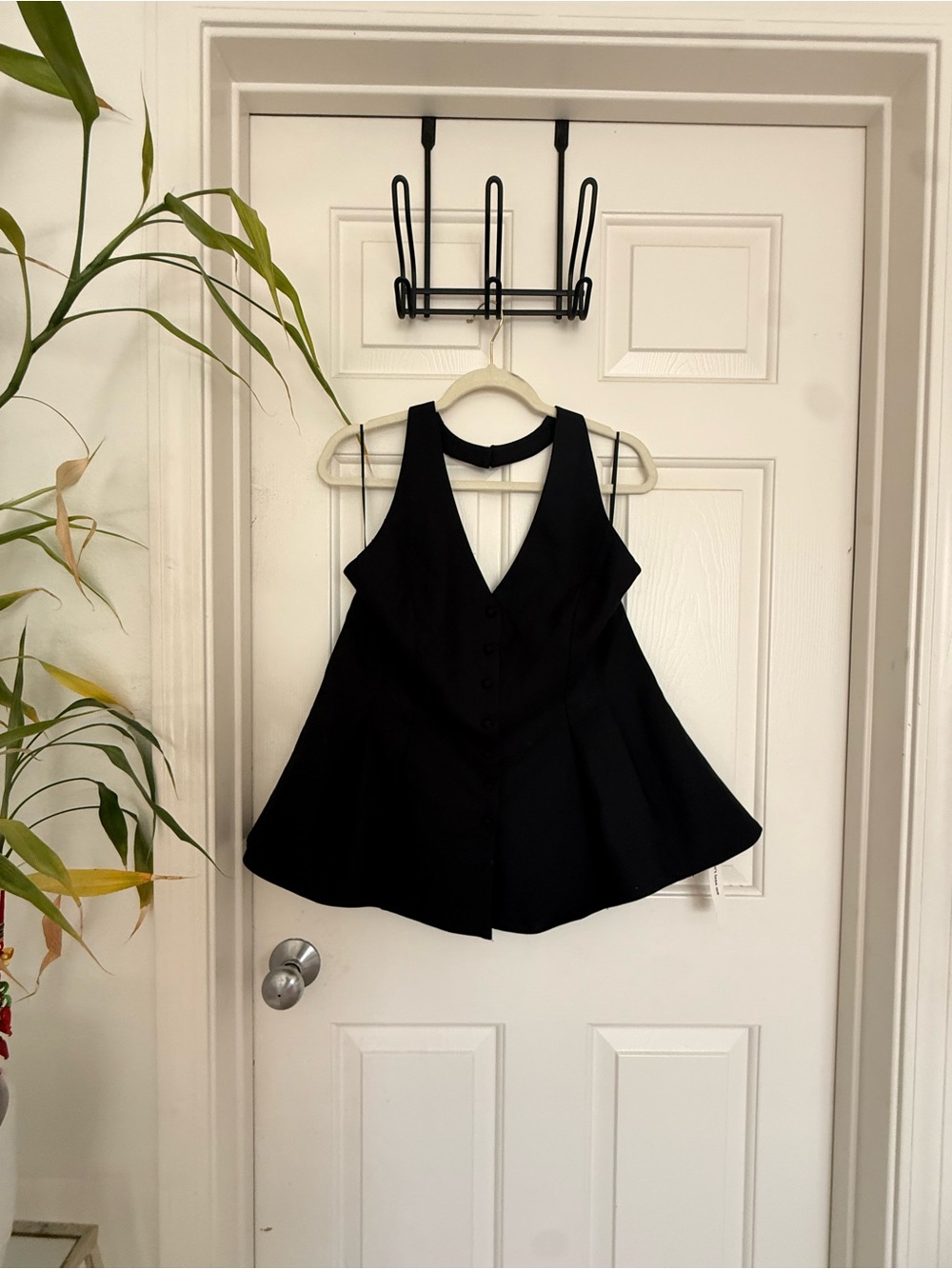 Reformation Black Sleeveless V-Neck Flared Tunic